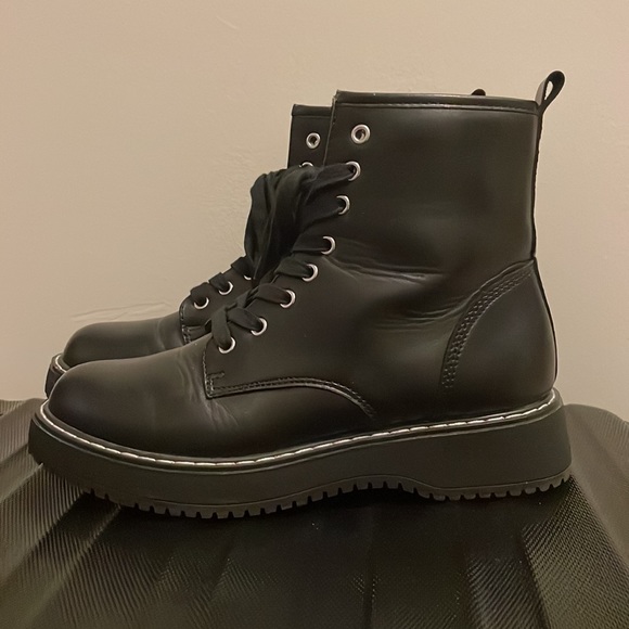 Madden Girl by Steve Madden white stitch combat boots - Picture 2 of 4